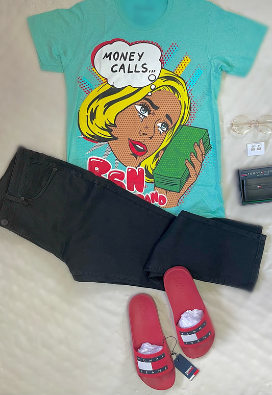 Important Calls Teal Graphic Shirt